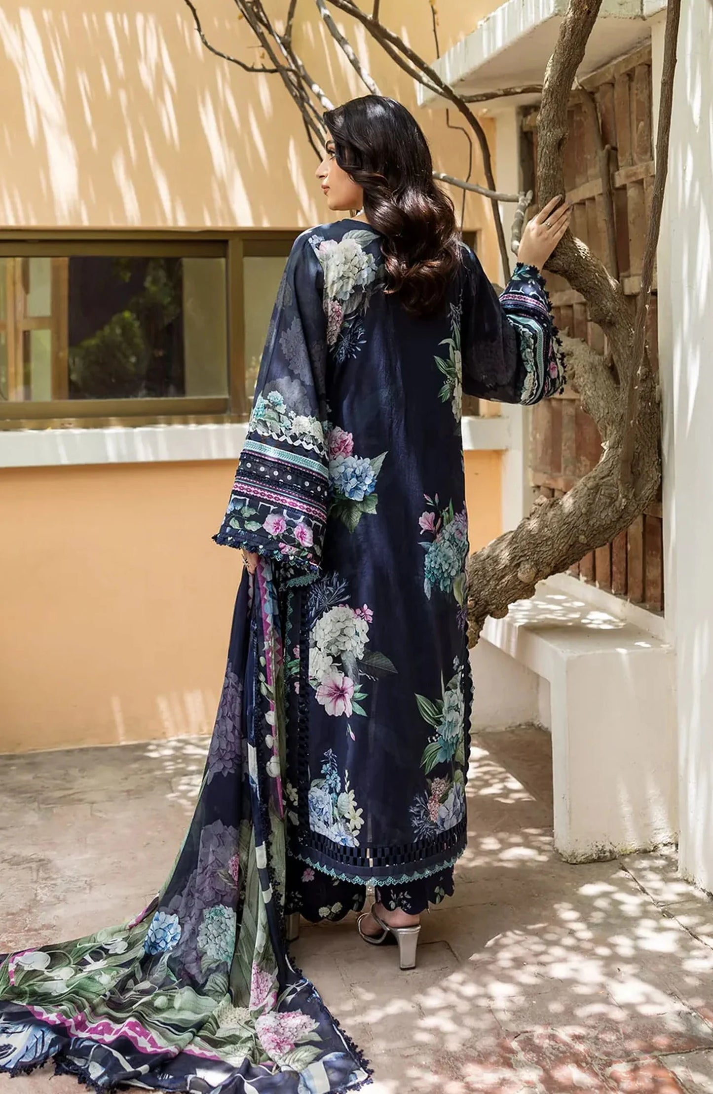 Elaf Printed Lawn 3 Piece Suit - ECD-4B TWILIGHT GARDEN - EL25PRN - Blue - Summer Collection
