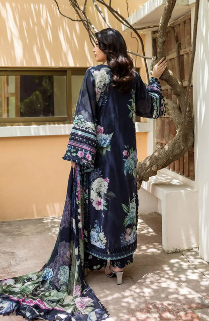 Elaf Printed Lawn 3 Piece Suit - ECD-4B TWILIGHT GARDEN - EL25PRN - Blue - Summer Collection