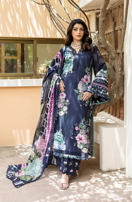 Elaf Printed Lawn 3 Piece Suit - ECD-4B TWILIGHT GARDEN - EL25PRN - Blue - Summer Collection