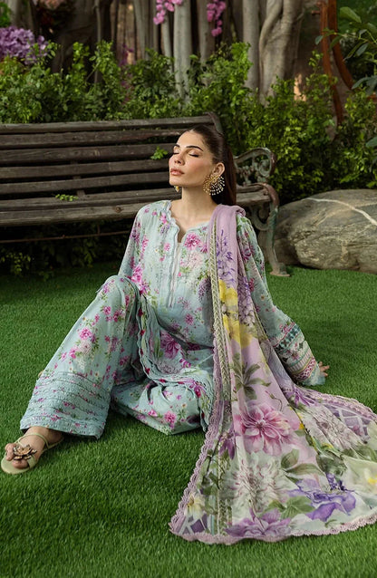 Elaf Printed Lawn 3 Piece Suit - ECD-3B FLORAL CHARM - EL25PRN - Green - Summer Collection