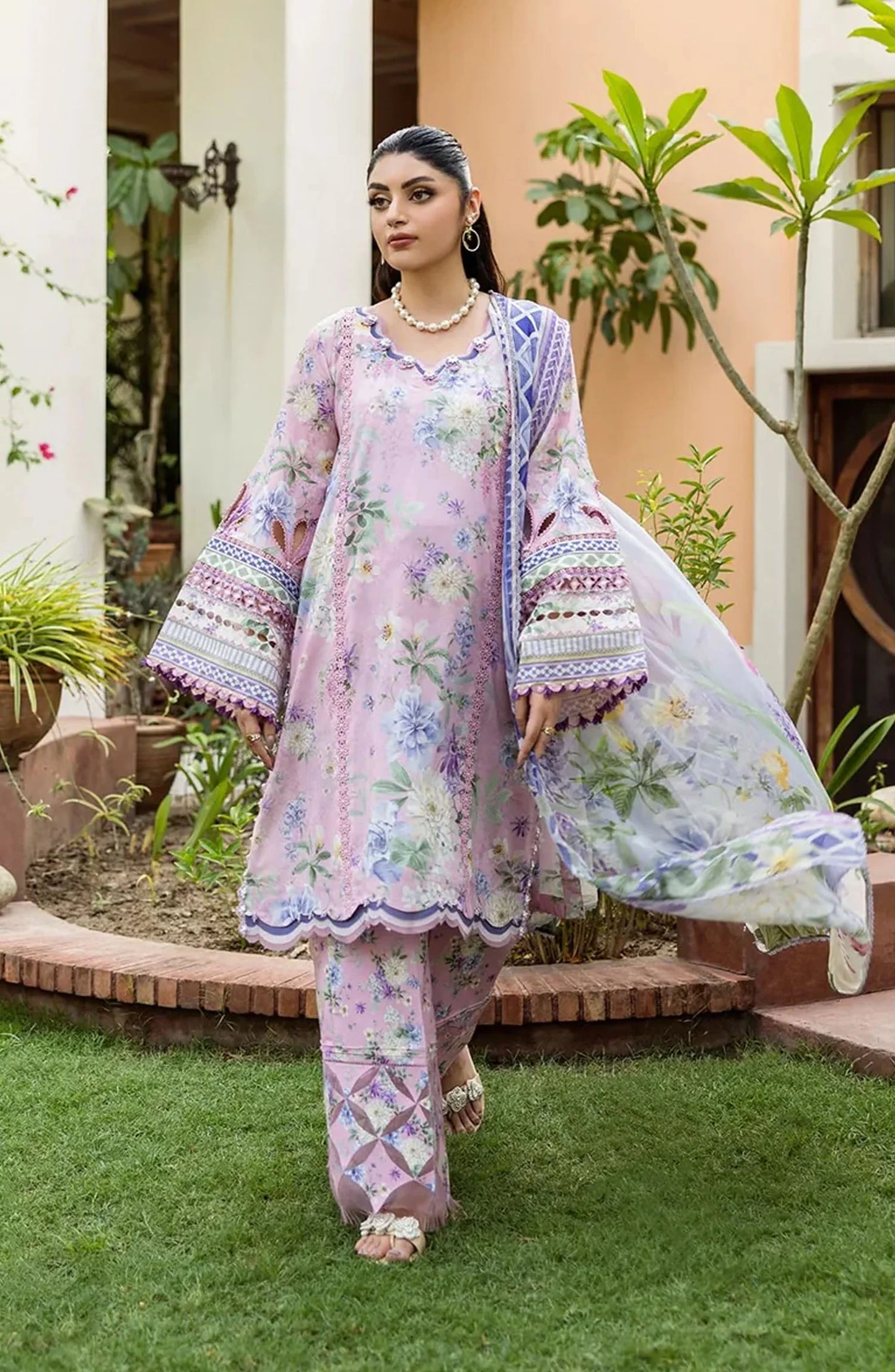 Elaf Printed Lawn 3 Piece Suit - ECD-3A WISTERIA - EL25PRN - Purple - Summer Collection