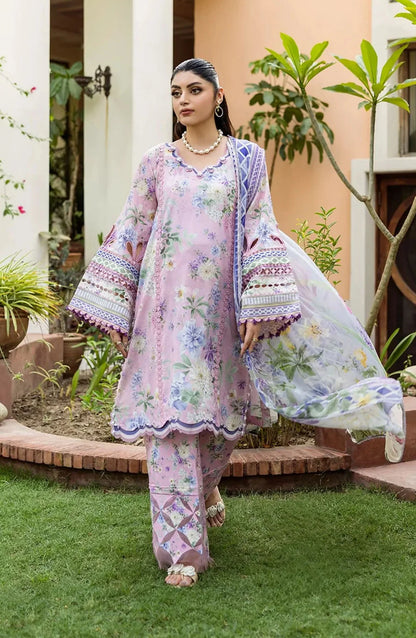 Elaf Printed Lawn 3 Piece Suit - ECD-3A WISTERIA - EL25PRN - Purple - Summer Collection