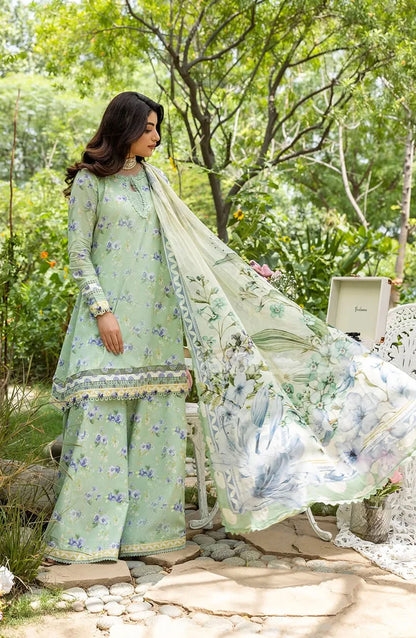 Elaf Printed Lawn 3 Piece Suit - ECD-2B BASILE - EL25PRN - Green - Summer Collection