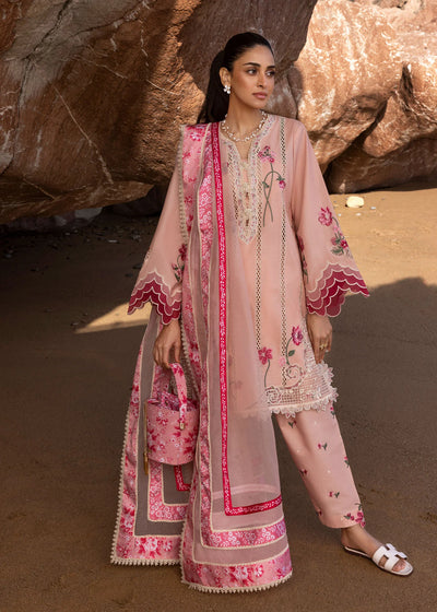 Blush Pink Floral Embroidered Lawn 3-Piece Suit