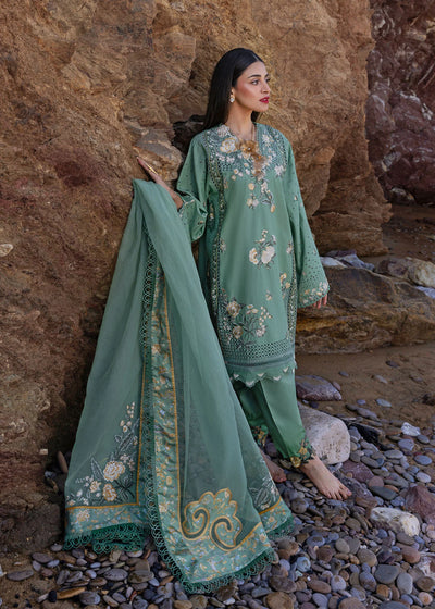 Sage Green Floral Embroidered Lawn 3-Piece Suit
