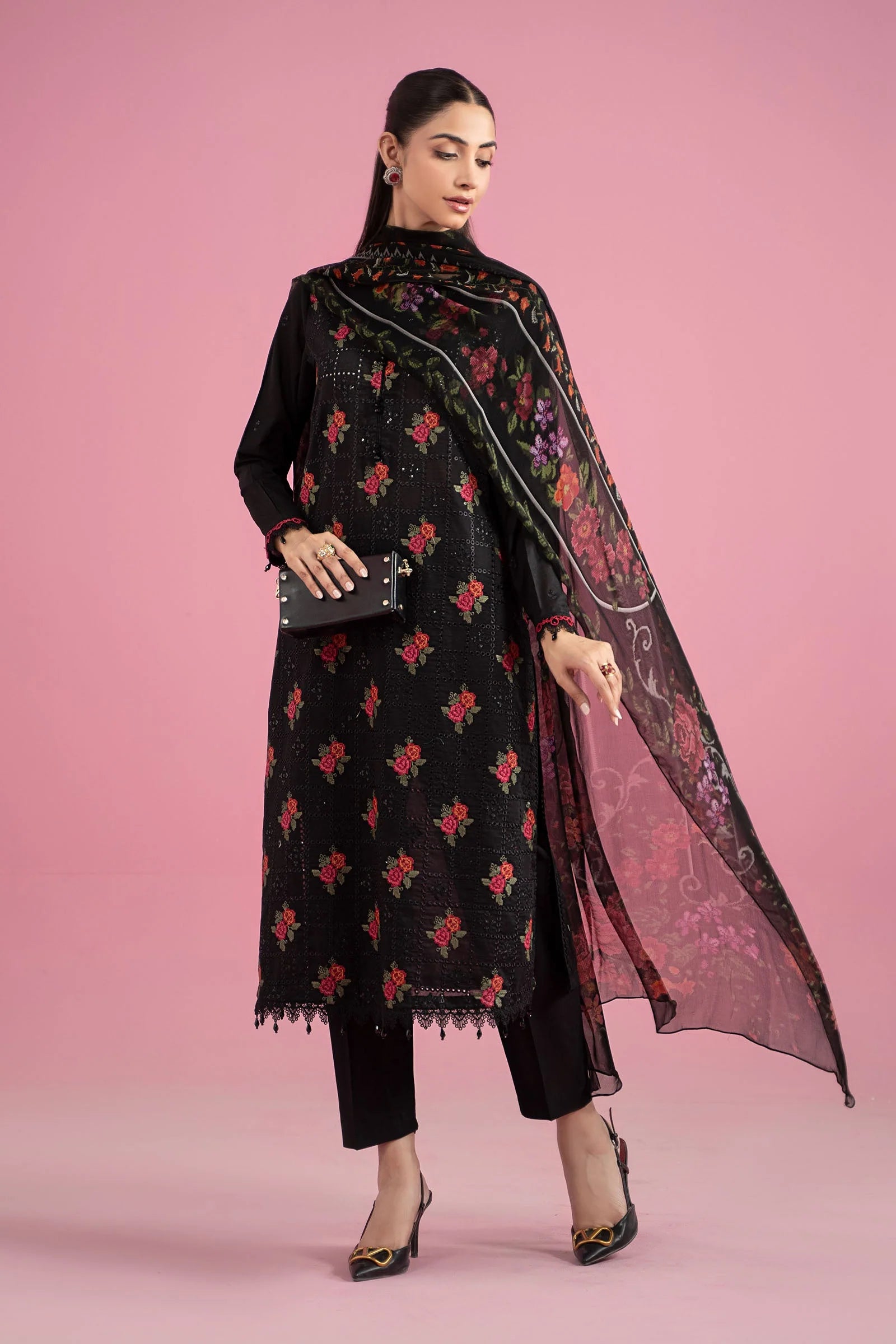 Shop 3 Piece Embroidered Lawn Suit | MPS-2601-B - Tayaba Fashion