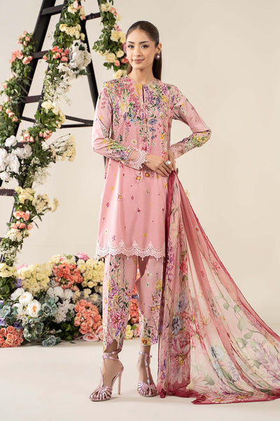 Pink 3 Piece Embroidered & Printed Lawn Suit
