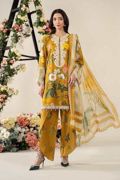 Mustard 3 Piece Embroidered & Printed Lawn Suit