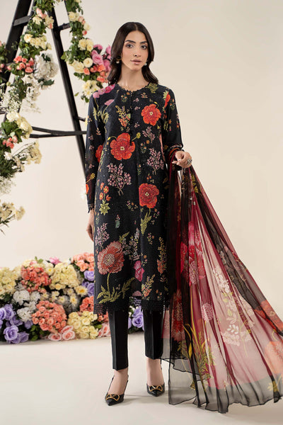 Black 3 Piece Embroidered & Printed Lawn Suit