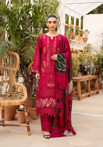 Shop ELM-10 Gulnar – Luxury Embroidered Lawn Suit with Digital Printed Tissue Silk Dupatta | Tayaba