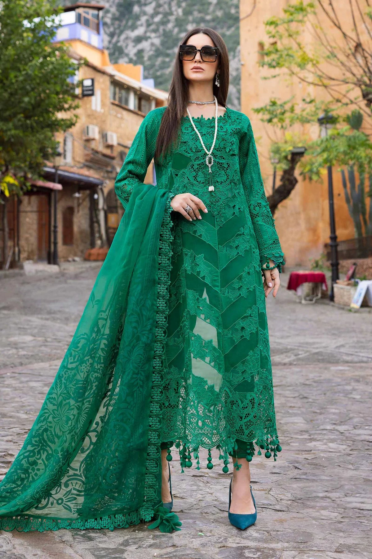 Unstitched 3-Pc Embroidered Lawn Suit D-2508-B |Tayaba Fashion