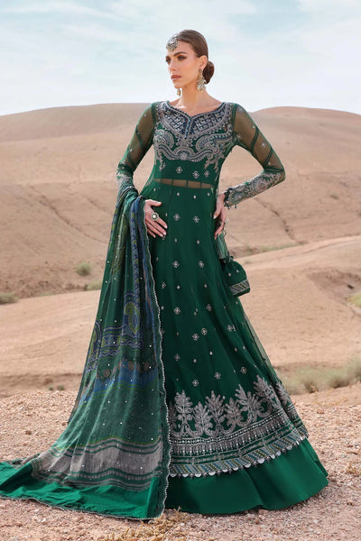 Green 3 Pc Embroidered Net Suit With Organza Dupatta