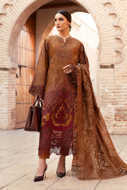 Unstitched 3-Pc Embroidered Paper Cotton Suit D-2501-B | Chic Design & Embroidery