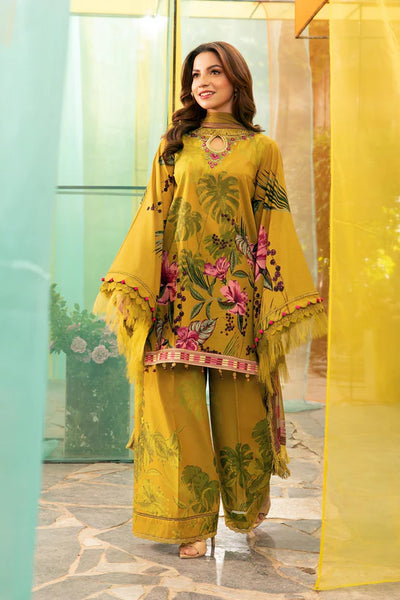 Green Digital Printed 3-Piece Suit With Chiffon Dupatta