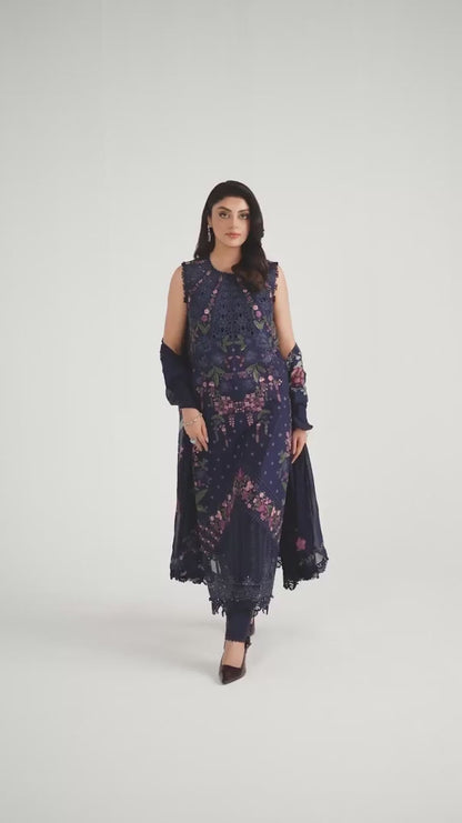 3 Piece Unstitched Embroidered Lawn Suit | EID LAWN-25-10