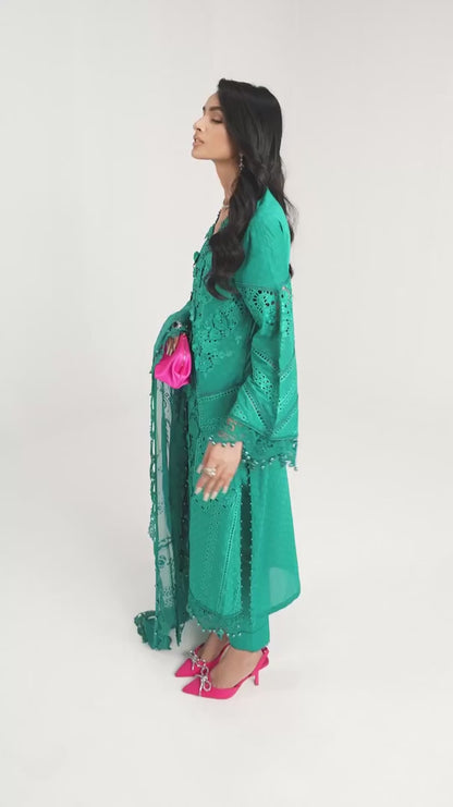 3 Piece Unstitched Embroidered Organza Lawn Suit | EID LAWN-25-05
