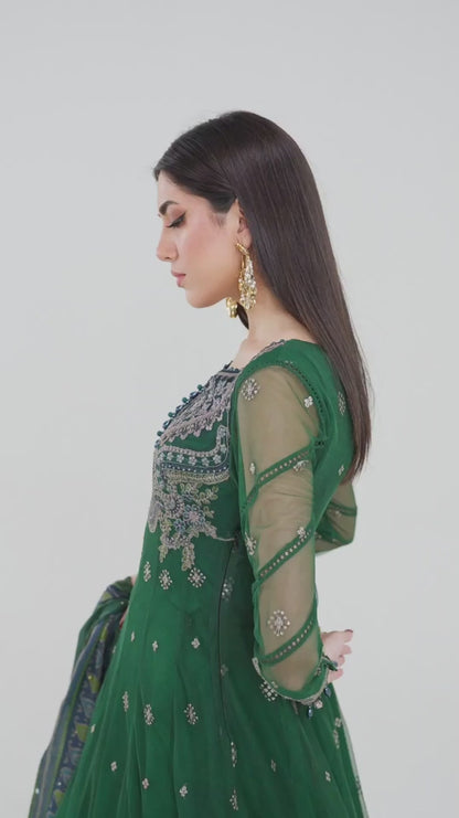 3 Piece Embroidered Net Suit | D-2507-A