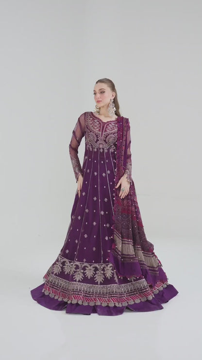 3 Piece Embroidered Net Suit | D-2507-B