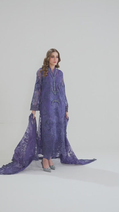 3 Piece Embroidered Organza Suit | D-2506-B