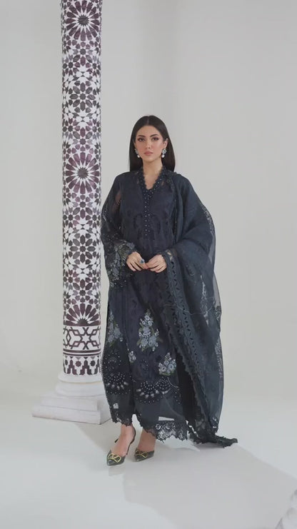 3 Piece Embroidered Lawn Suit | D-2504-B