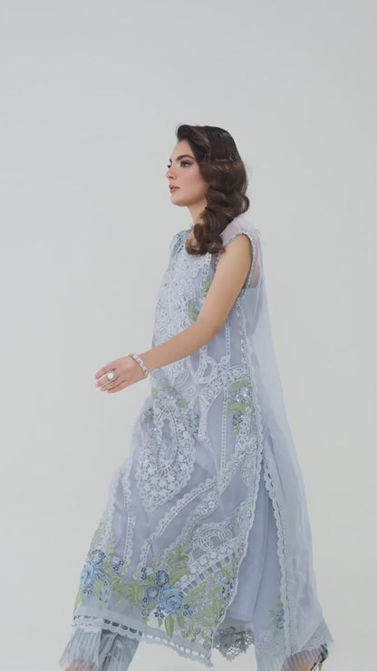 3 Piece Embroidered Organza Suit | D-2509-B