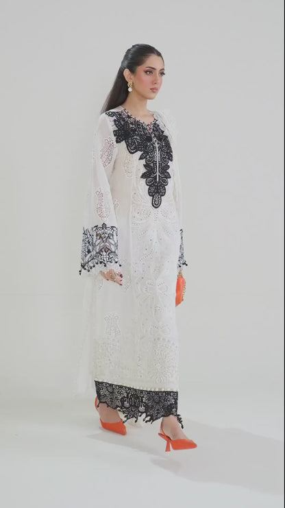 3 Piece Embroidered Paper Cotton Suit | D-2505-A
